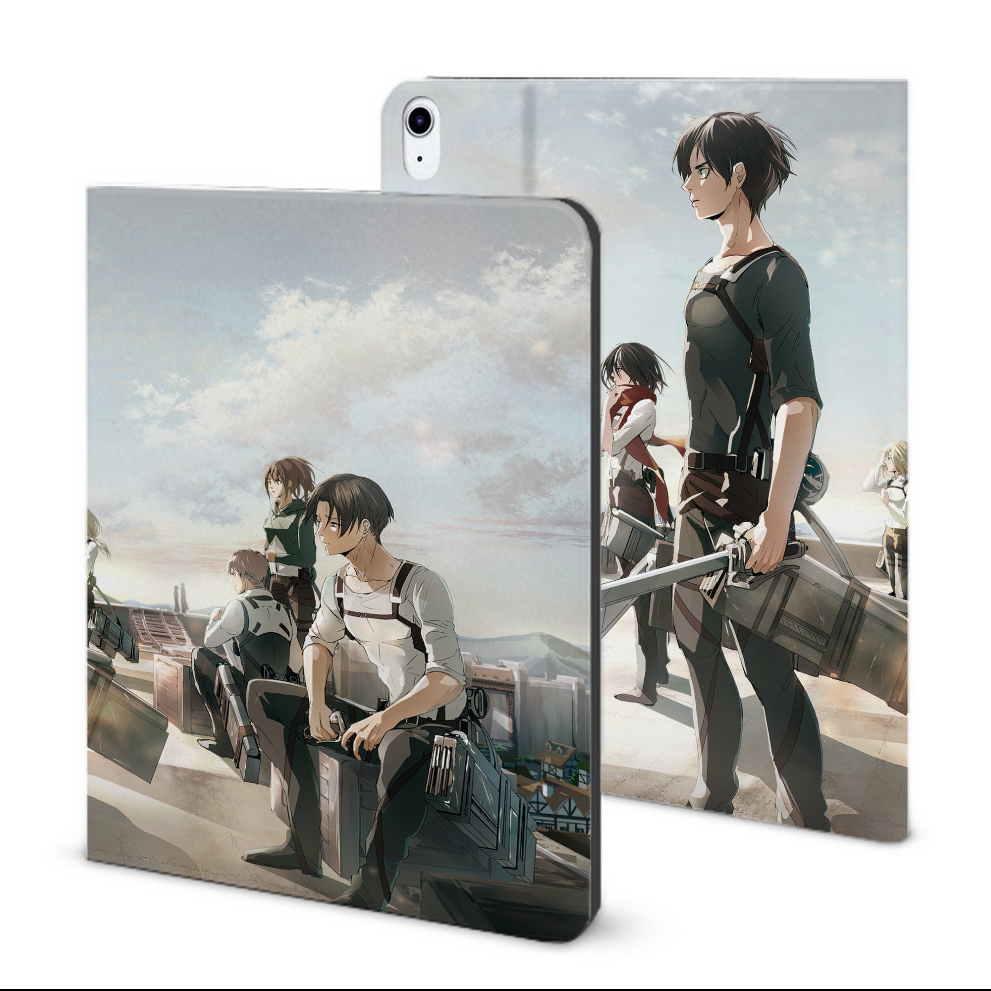 （画像用） 進撃の巨人 Attack on Titan IPad ケース ブック型 PUレザー TPU 耐衝撃 軽量 薄型 ペン収納なし 全面保護 IPad 各モデル対応